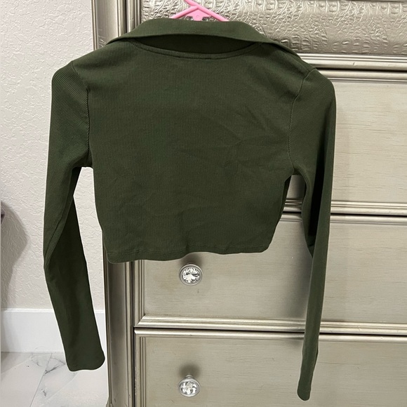 ZARA Ribbed Collared Crop Top - Picture 3 of 4